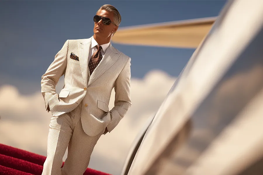 VIP-Concierge-Wellness-Services-Clinic A high-class man exits a private plane. Get VIP concierge wellness services from Lux Hormones & Health Wellness in San Diego.